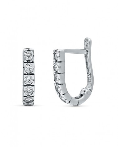 Pendientes oro blanco 18k circonita cierre catalán
