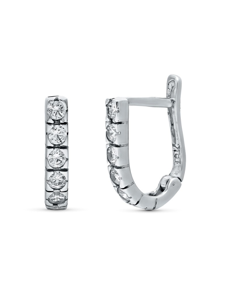 Pendientes oro blanco 18k circonita cierre catalán