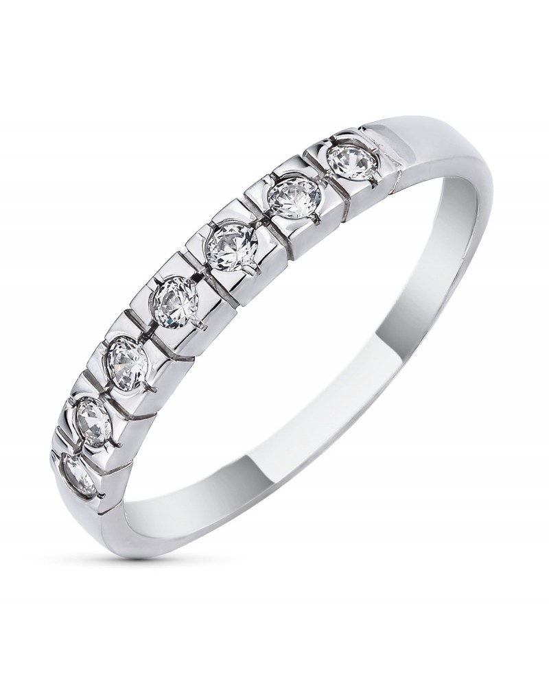 Sortija oro blanco 18k carril circonitas 3mm