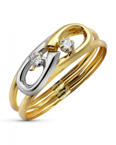 Sortija oro 18k bicolor circonitas 6mm