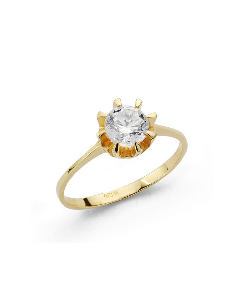 Solitario oro 18k circonita 8mm juego pendientes sortija