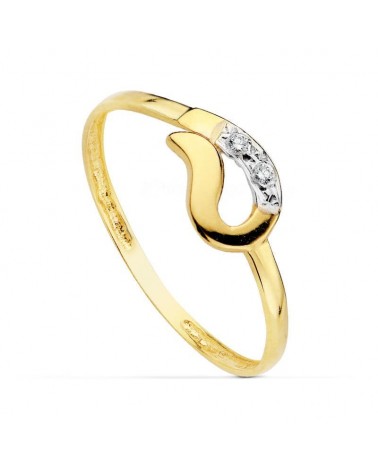 Anillo oro 18k bicolor motivo circonitas 6mm