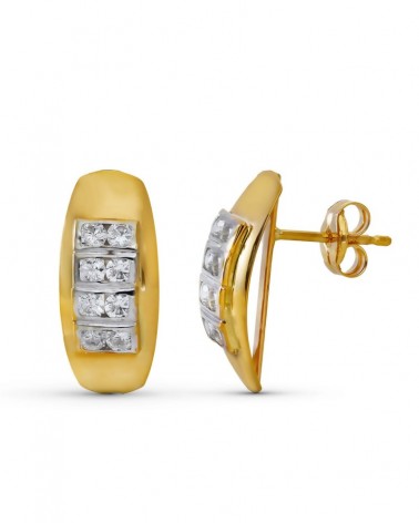 Pendientes oro 18k amarillo circonita cierre presión