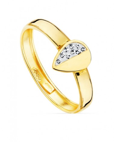 Anillo oro 18k amarillo motivo gota circonitas