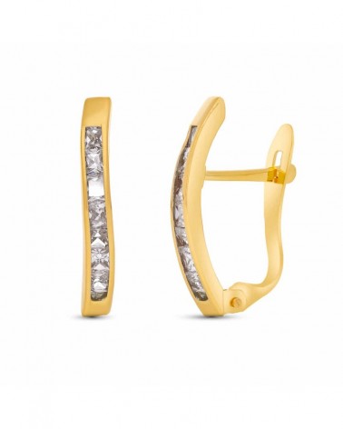 Pendientes oro 18k cierre catalán circonitas 18x2mm