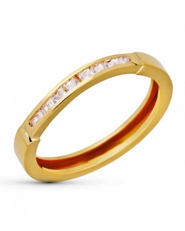 Sortija oro 18k amarillo circonitas carril 2,5mm
