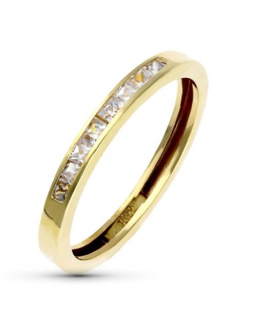 Sortija oro amarillo 18k circonitas carril 3mm