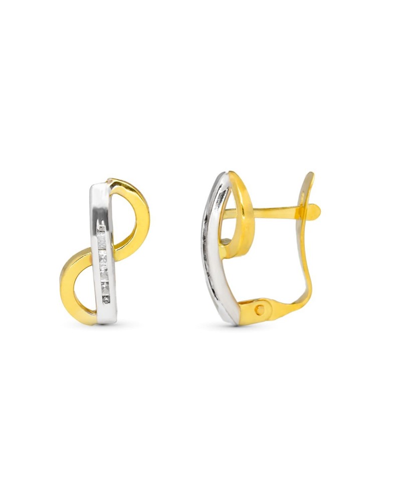 Pendientes oro 18k bicolor circonita 14x8 mm catalán