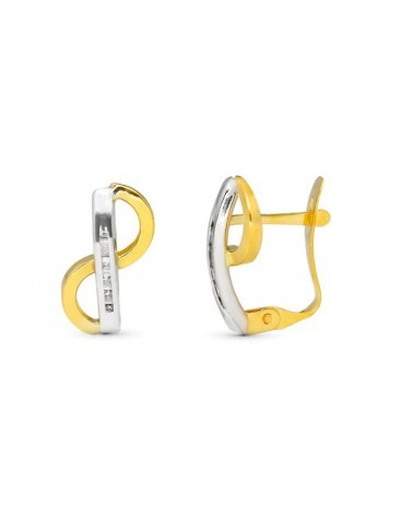 Pendientes oro 18k bicolor circonita 14x8 mm catalán