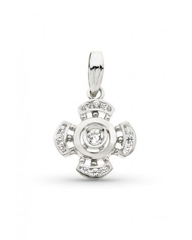 Cruz oro blanco 18k circonita 19x16mm