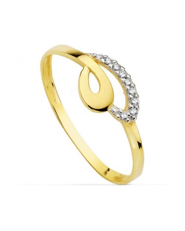 Sortija oro 18k bicolor motivo calado circonitas 6,5mm