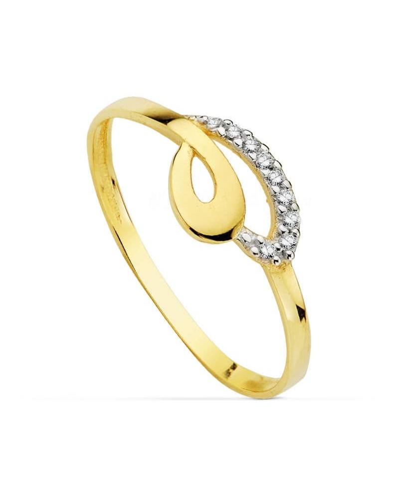 Sortija oro 18k bicolor motivo calado circonitas 6,5mm