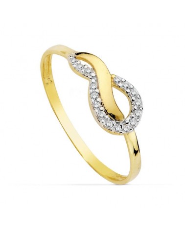 Anillo oro 18k bicolor lazo circonitas 6mm