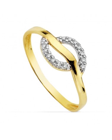 Anillo oro 18k bicolor circonitas 7mm