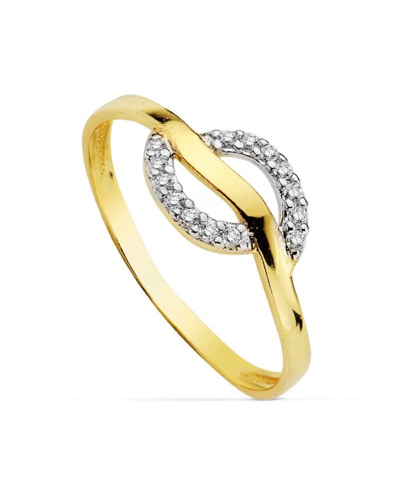 Anillo oro 18k bicolor circonitas 7mm