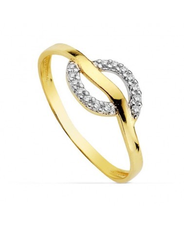 Anillo oro 18k bicolor circonitas 7mm