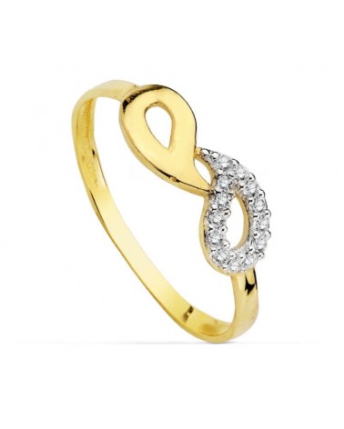 Anillo oro 18k bicolor infinito circonitas 5mm