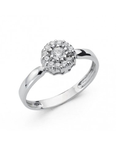 Sortija oro blanco 18k cuajé circonitas 4mm