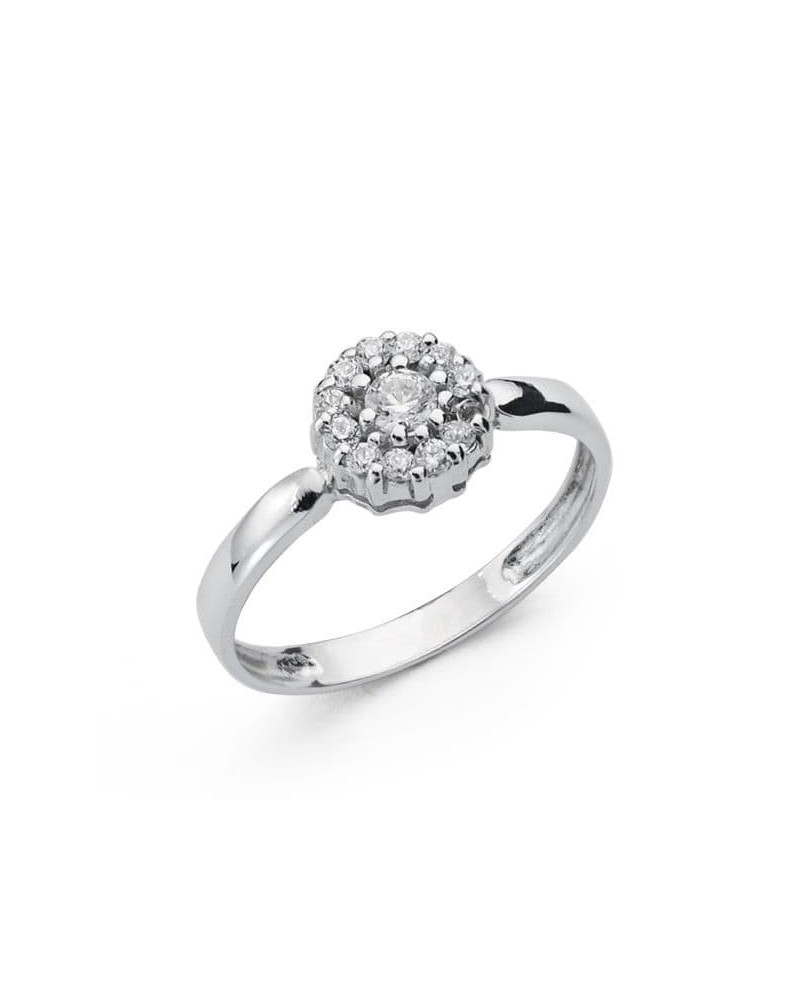 Sortija oro blanco 18k cuajé circonitas 4mm