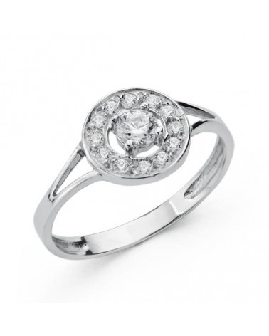 Sortija oro blanco 18k motivo redondo circonitas 8,5mm