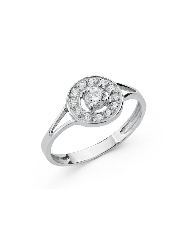 Sortija oro blanco 18k motivo redondo circonitas 8,5mm