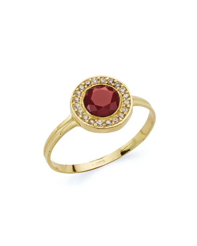 Sortija oro 18k piedra roja circonitas 9mm