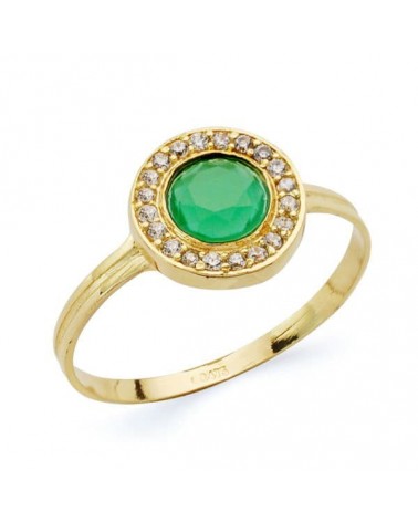 Sortija oro 18k piedra verde circonitas 9mm