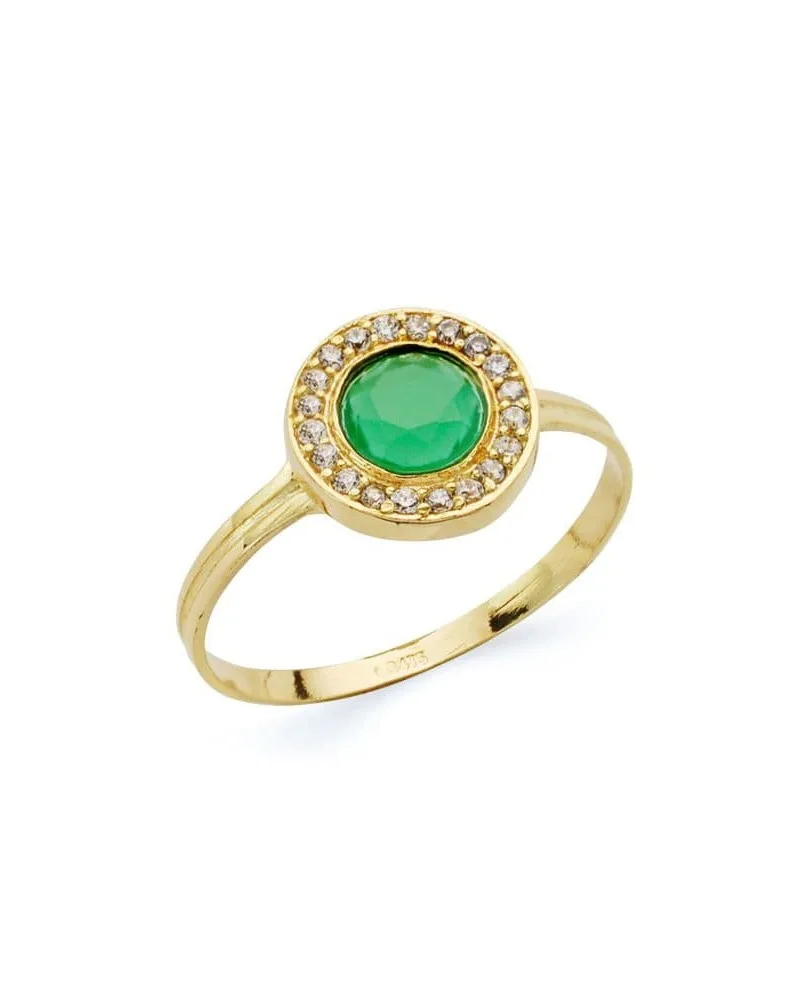 Sortija oro 18k piedra verde circonitas 9mm