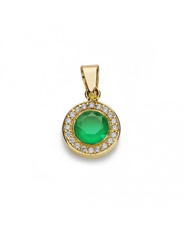 Colgante oro 18k piedra verde circonitas 5mm