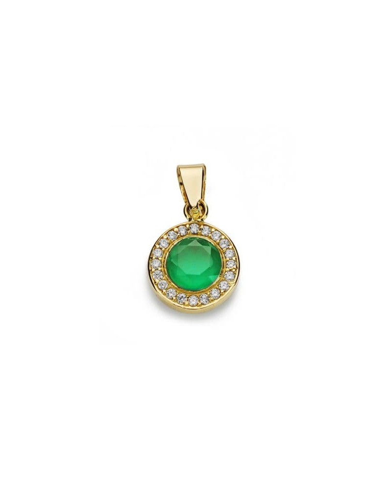 Colgante oro 18k piedra verde circonitas 5mm