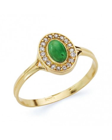 Sortija oro 18k piedra verde circonitas 9x7mm