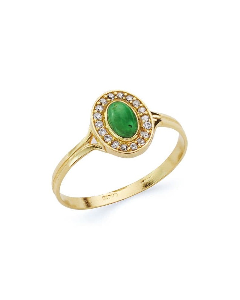 Sortija oro 18k piedra verde circonitas 9x7mm