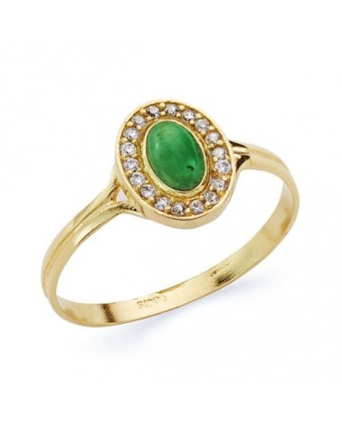 Sortija oro 18k piedra verde circonitas 9x7mm