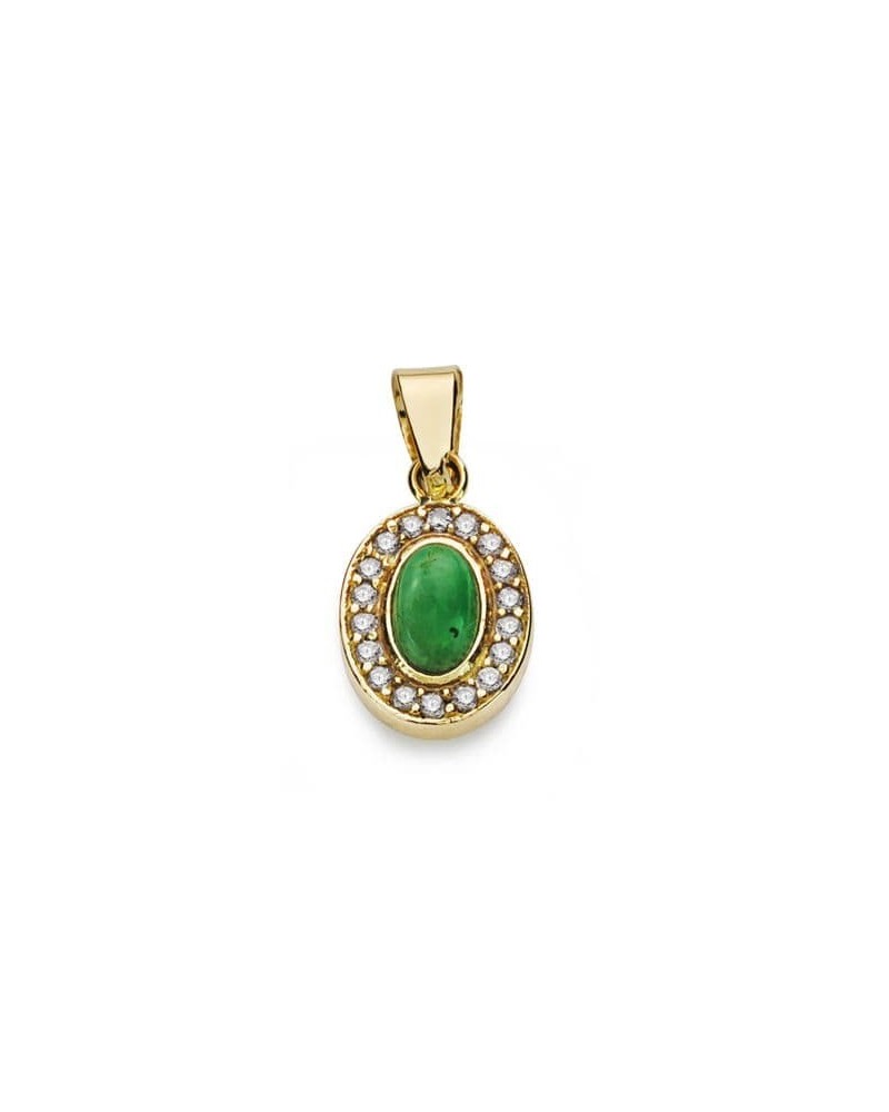 Colgante oro 18k amarillo piedra verde oval circonitas