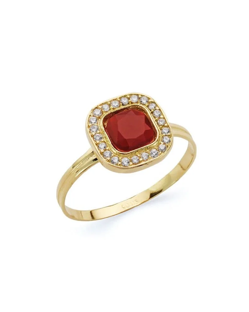 Sortija oro 18k piedra roja circonitas 9mm