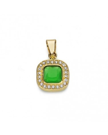 Colgante oro 18k piedra verde circonitas 9x9 mm