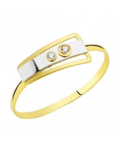 Anillo oro 18k bicolor motivo oval circonitas 5,5mm