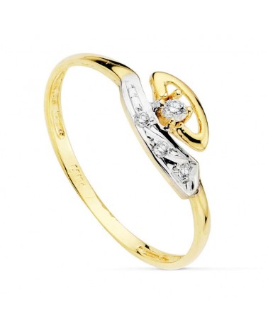 Anillo oro 18k amarillo circonitas 6mm