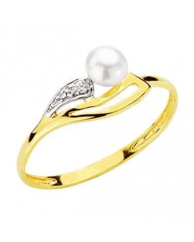 Sortija oro 18k amarillo perla circonitas
