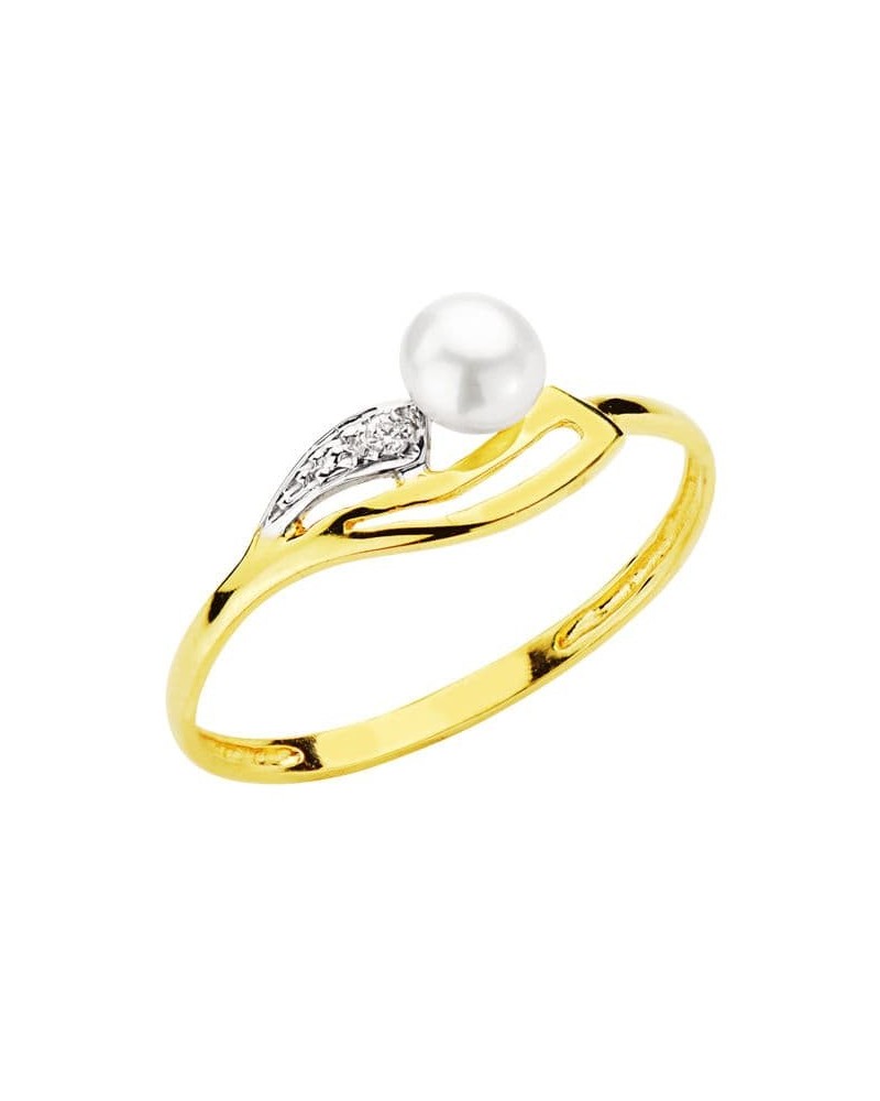 Sortija oro 18k amarillo perla circonitas