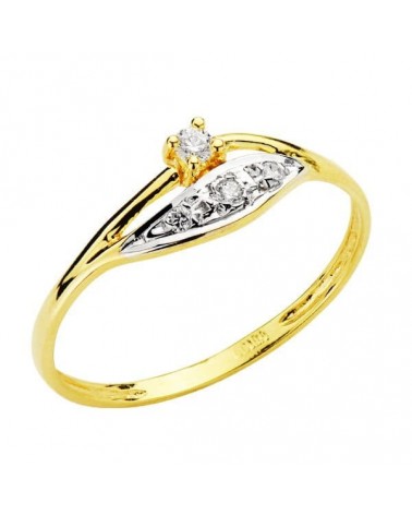 Anillo oro 18k bicolor circonitas diseño moderno