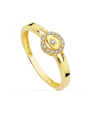 Anillo oro 18k niño motivo redondo circonitas