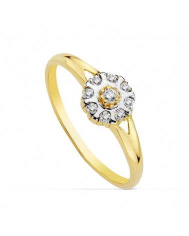 Sortija oro 18k bicolor motivo redondo circonitas 6mm