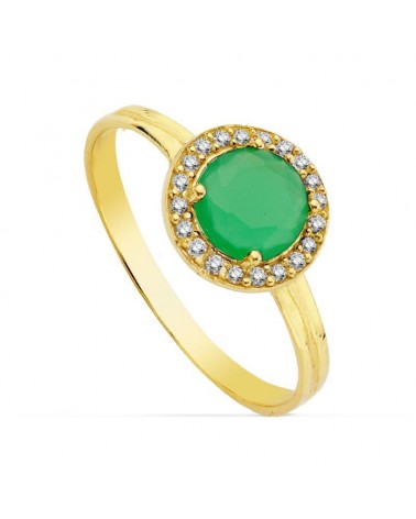 Sortija oro 18k amarillo circonita verde 6mm