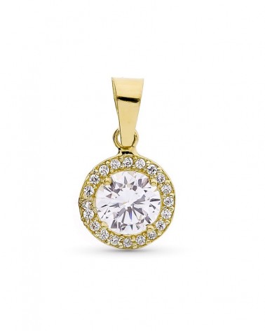 Colgante oro 18k redondo circonita 7mm