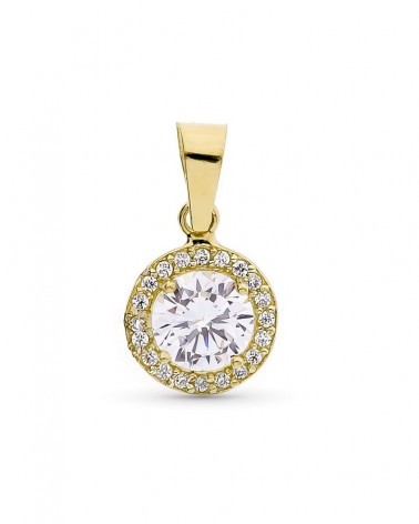 Colgante oro 18k redondo circonita 7mm