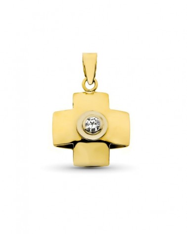 Cruz oro amarillo 18k circonita 18x15 mm
