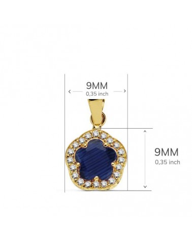 Colgante oro 18k flor piedra azul 9x9mm