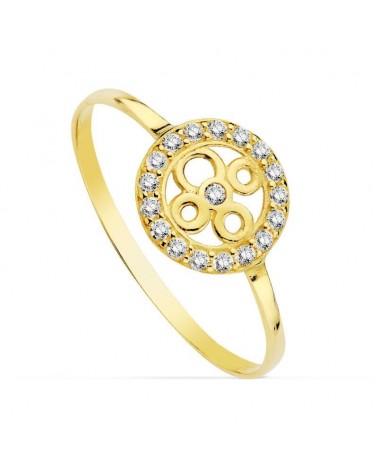 Anillo oro 18k motivo circular calado circonitas
