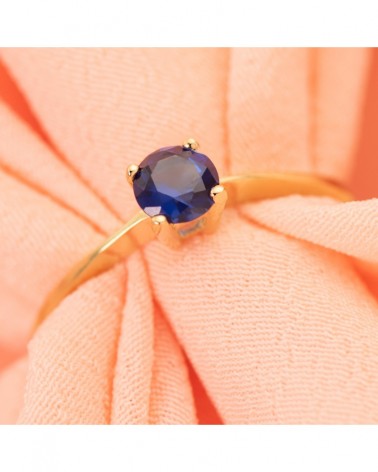 Solitario oro 18k piedra azul 5mm